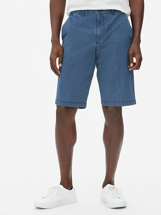 1 of 8 showing, with the color indigo stripe of product 12" Vintage Khaki Shorts with GapFlex