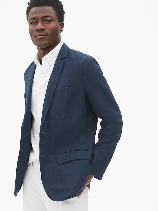 Image number 1 showing, Casual Classic Blazer in Linen-Cotton