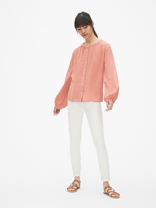 Image number 3 showing, Blouson Sleeve Button-Front Blouse