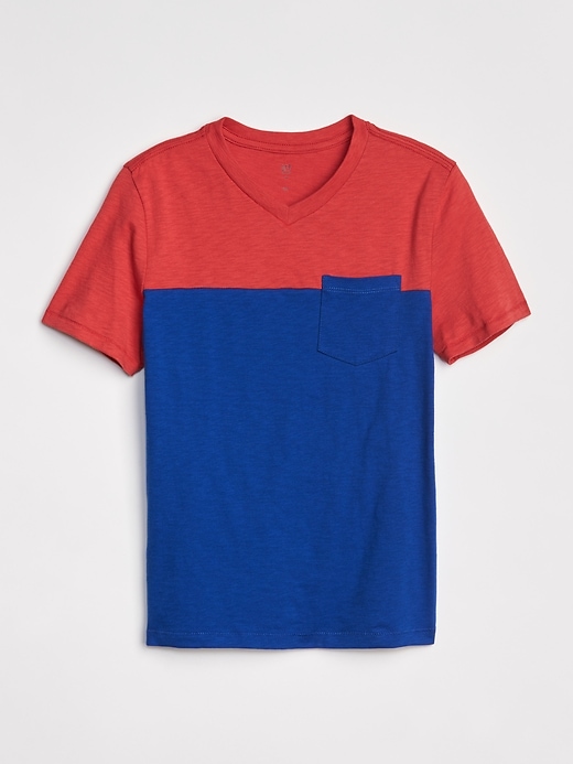 View large product image 1 of 1. Kids V-Neck Pocket T-Shirt