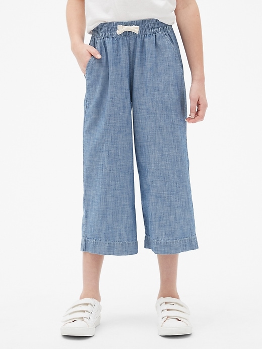 Image number 2 showing, Kids Chambray Wide-Leg Pants