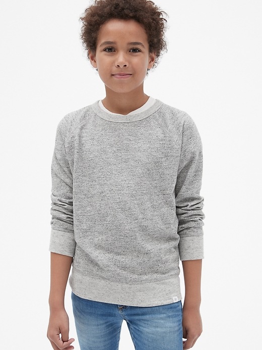 2 of 8 showing, with the color light grey marle of product Kids Marled Crewneck Sweatshirt