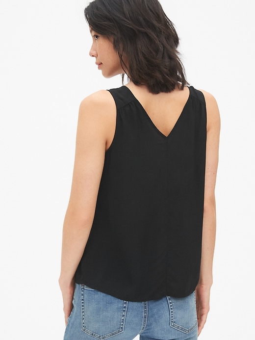 Image number 2 showing, Sleeveless V-Neck Top in Modal Crepe