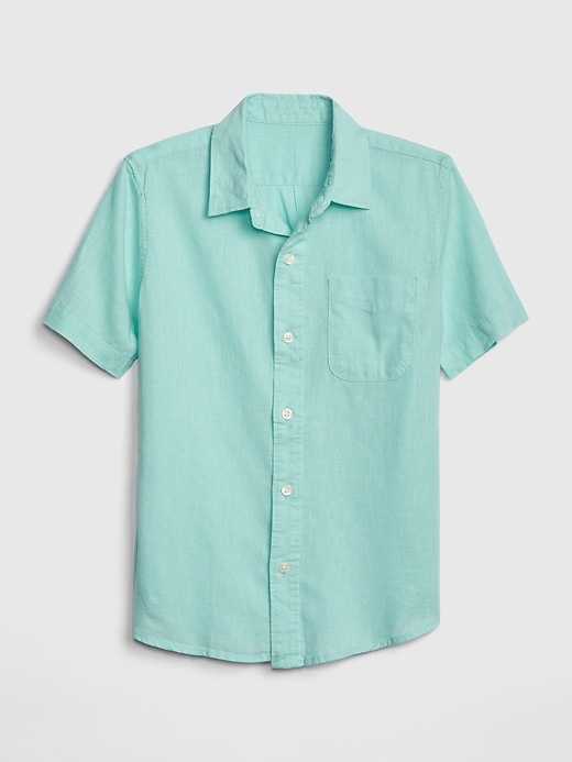 View large product image 1 of 1. Kids Short Sleeve Shirt In Linen-Cotton