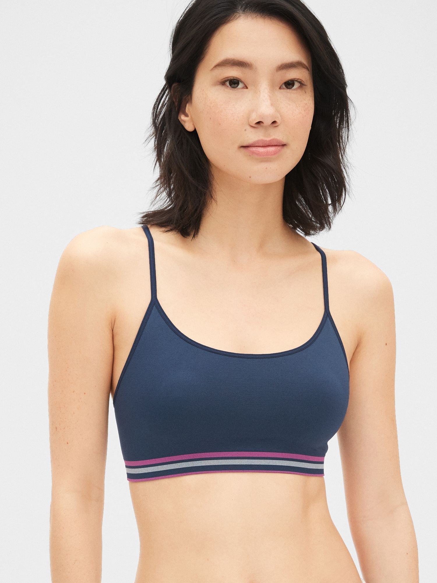 Angelina Seamless Racerback Bralette with Striped Straps (3-Pack),  SE865_LXL at  Women's Clothing store