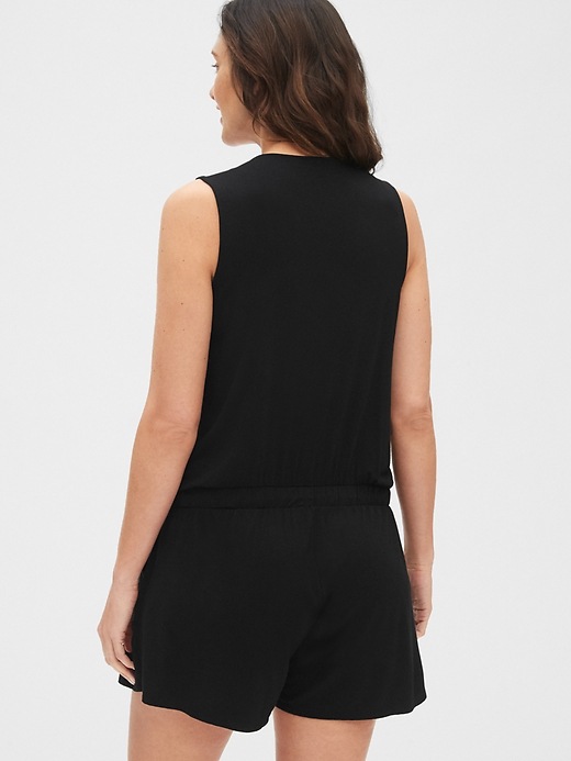 Image number 2 showing, Maternity Sleeveless Knit Wrap-Front Romper