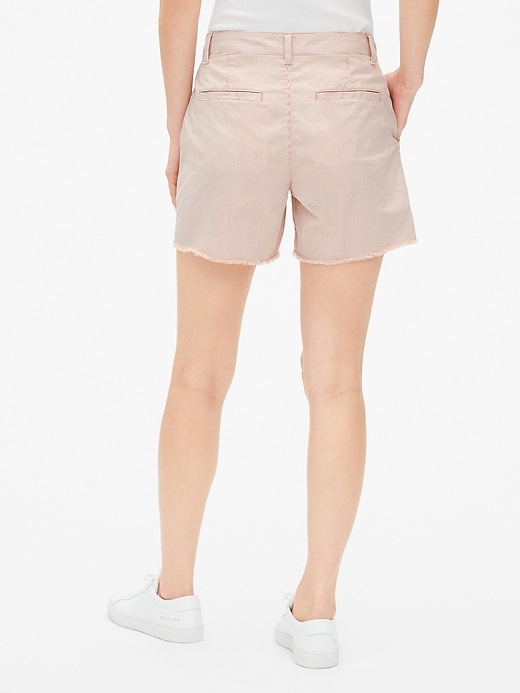 Image number 2 showing, Mid Rise Khaki Stripe Shorts with Raw Hem