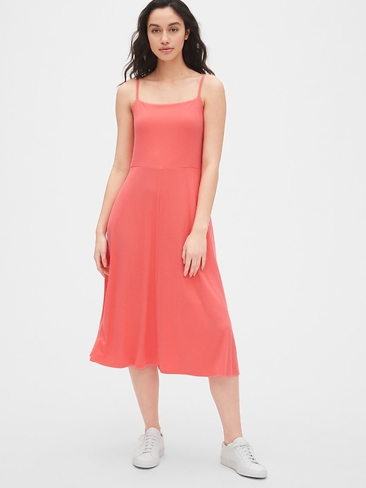 Image number 1 showing, Fit and Flare Ribbed Cami Midi Dress