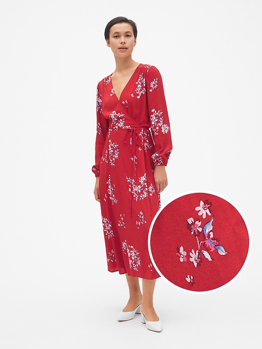 View large product image 1 of 1. Long Sleeve Wrap Midi Dress