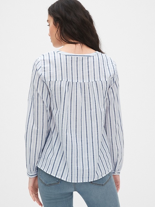 2 of 8 showing, with the color blue stripe of product Eyelet Embroidered Stripe Blouse