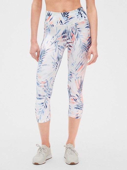 View large product image 1 of 1. GapFit High Rise Print Capris in Eclipse