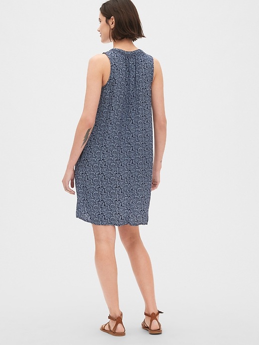 Image number 2 showing, Print Sleeveless Tie-Neck Swing Dress