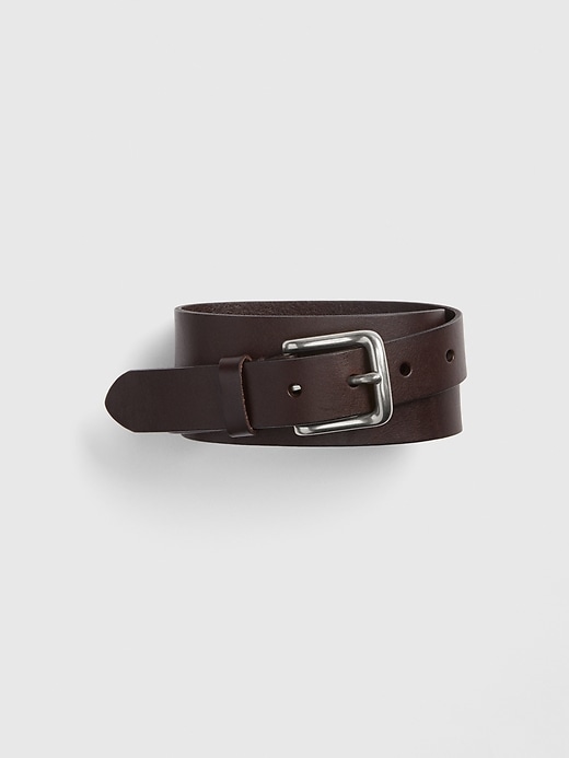 1 of 8 showing, with the color dark chocolate of product Khaki Leather Belt