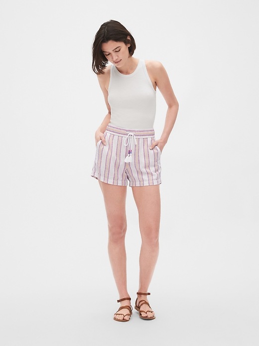 Image number 3 showing, 3.5" Stripe Tassel Shorts in Linen-Cotton