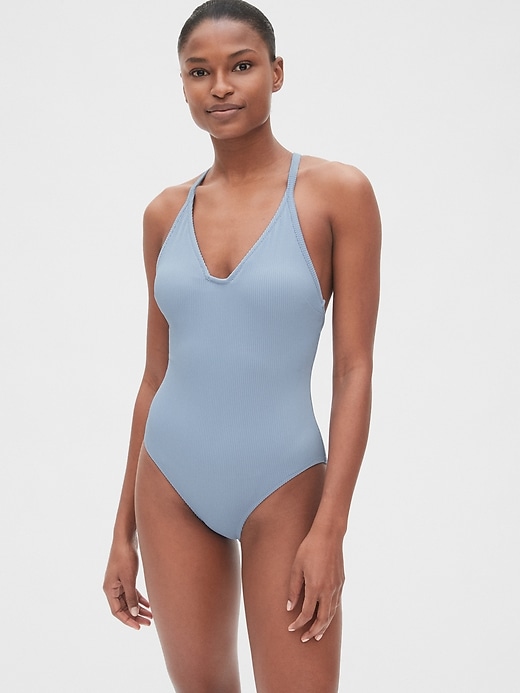 Image number 1 showing, Ribbed Racerback One-Piece Suit