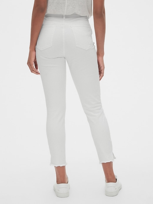 Image number 2 showing, High Rise True Skinny Ankle Jeans with Distressed Detail