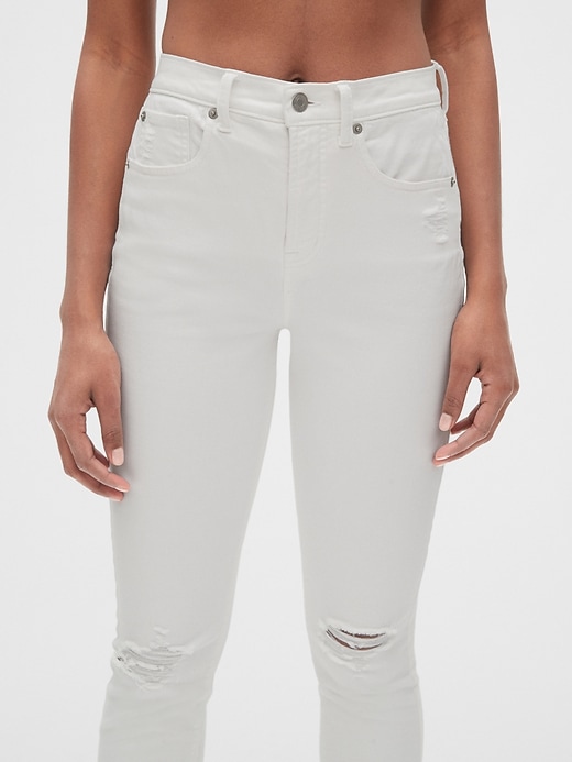 Image number 5 showing, High Rise True Skinny Ankle Jeans with Distressed Detail