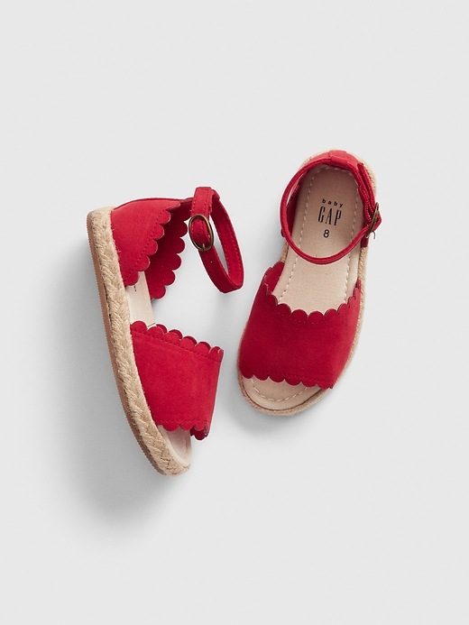 1 of 8 showing, with the color modern red of product Toddler Scalloped Espadrille Sandals