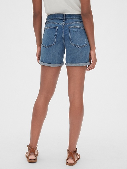 Image number 2 showing, Mid Rise 5" Denim Shorts with Distressed Detail