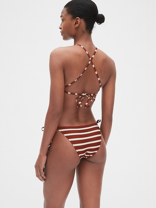 2 of 8 showing, with the color burgundy stripe of product High Neck Bikini Top