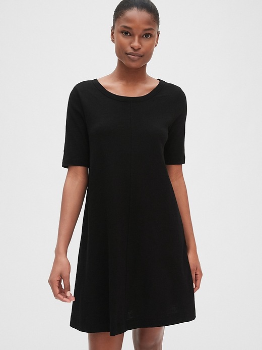 Image number 1 showing, Soft Slub Elbow-Length T-Shirt Dress