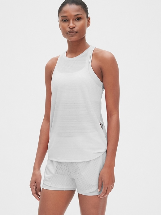 View large product image 1 of 1. GapFit Mesh Tank with Twist Detail