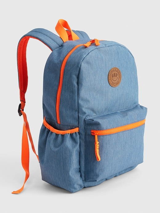 1 of 8 showing, with the color blue heather of product Kids Chambray Senior Backpack