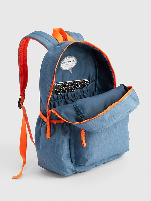 2 of 8 showing, with the color blue heather of product Kids Chambray Senior Backpack