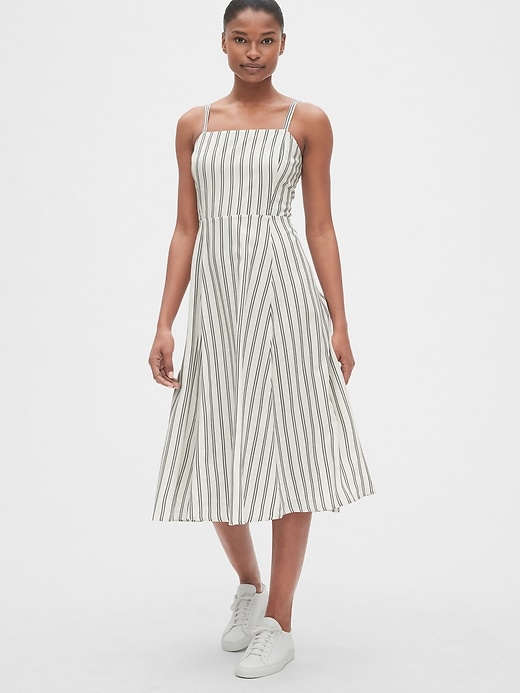 Image number 1 showing, Stripe Fit and Flare Cami Midi Dress