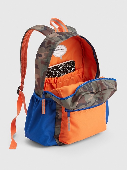 2 of 8 showing, with the color sport orange of product Kids Camo Colorblock Senior Backpack