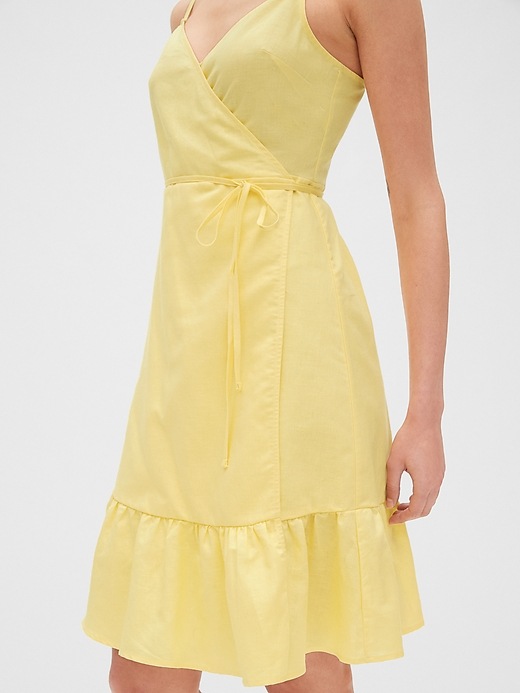 Image number 5 showing, Ruffle Cami Wrap Dress in Linen Cotton