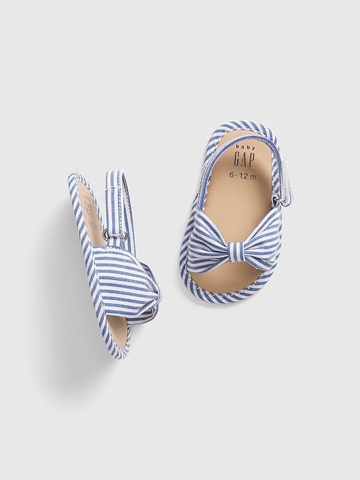 View large product image 1 of 1. Baby Stripe Bow Sling Sandals