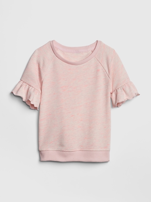 View large product image 1 of 1. Toddler Short Ruffle Sleeve Pullover Top In French Terry