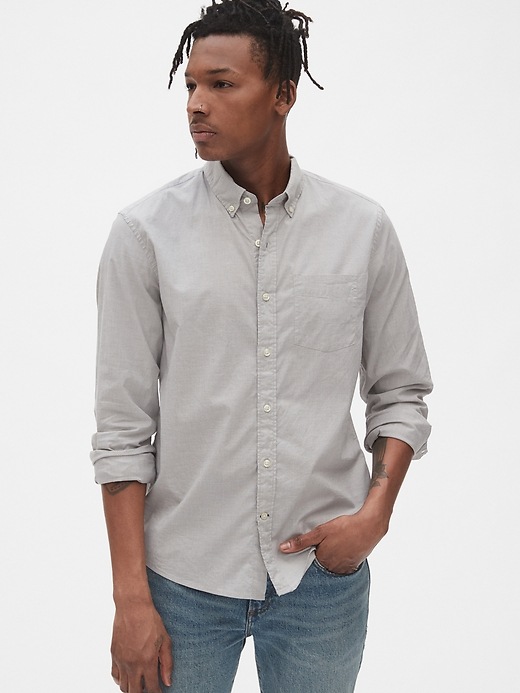 View large product image 1 of 1. Lived-In Stretch Poplin Shirt in Untucked Fit