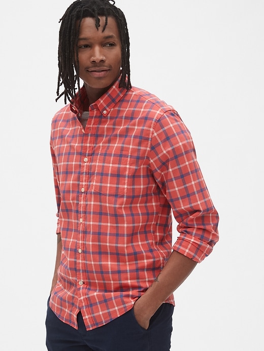 GAP Men's Slim Stretch Poplin Shirt - Modern Fitted Button-Down For Work Or Casual Wear - View #3
