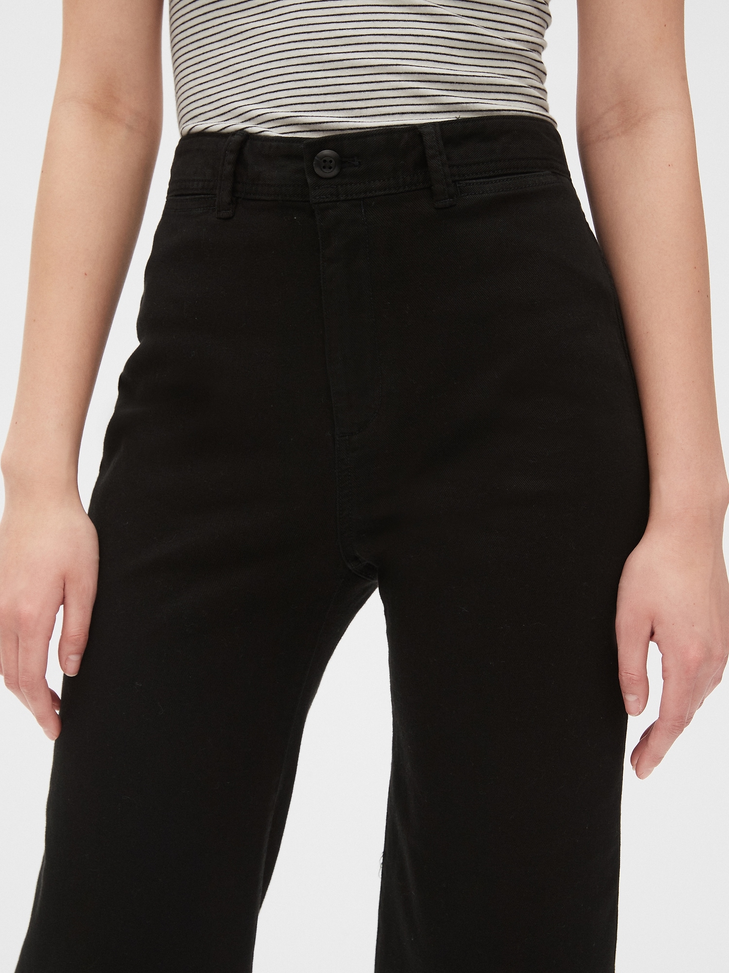 High Rise Wide-Leg Crop Khakis | Gap