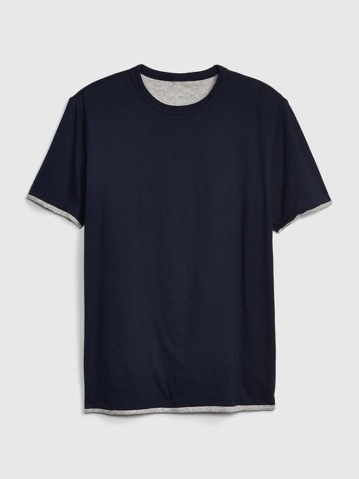 Image number 6 showing, Reversible Double-Layer Crewneck T-Shirt