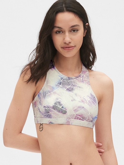 Image number 4 showing, Sporty Print High-Neck Crossback Bikini Top
