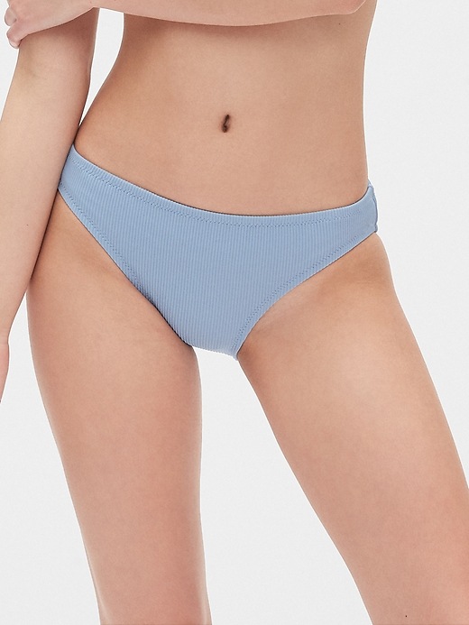 1 of 8 showing, with the color moonstone blue of product Ribbed Classic Bikini Bottom