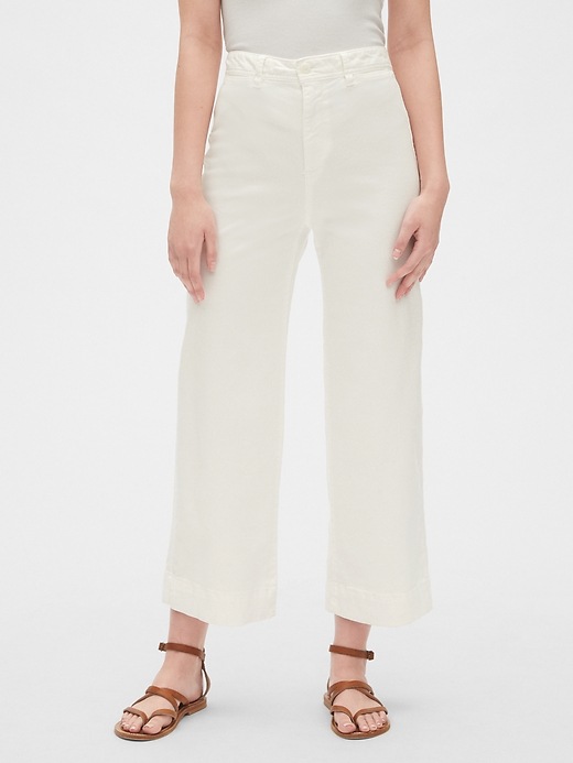 View large product image 1 of 1. High Rise Wide-Leg Crop Khakis