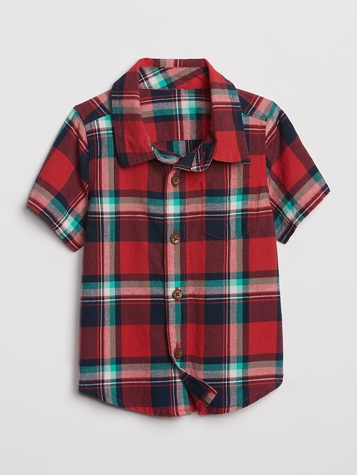 Image number 1 showing, Baby Plaid Short Sleeve Shirt