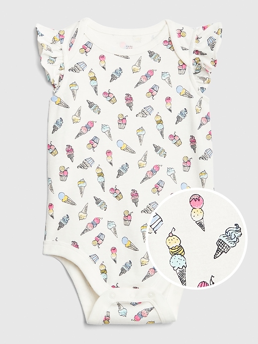 Image number 5 showing, Baby Print Flutter Bodysuit