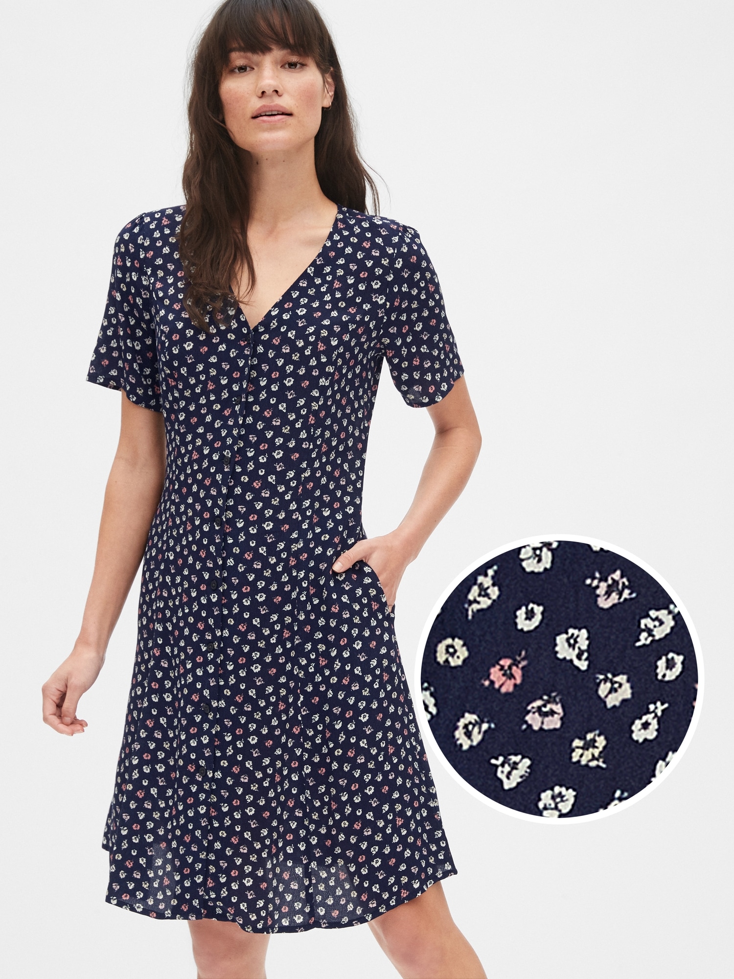 Button Front Short Dresses