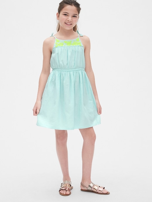 Image number 2 showing, Kids Embroidered Tassel Fit and Flare Dress