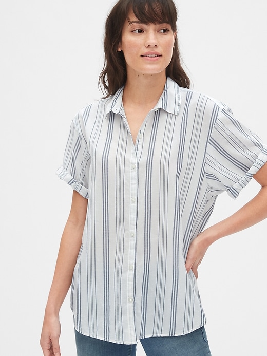 Image number 8 showing, Roll Sleeve Stripe Shirt