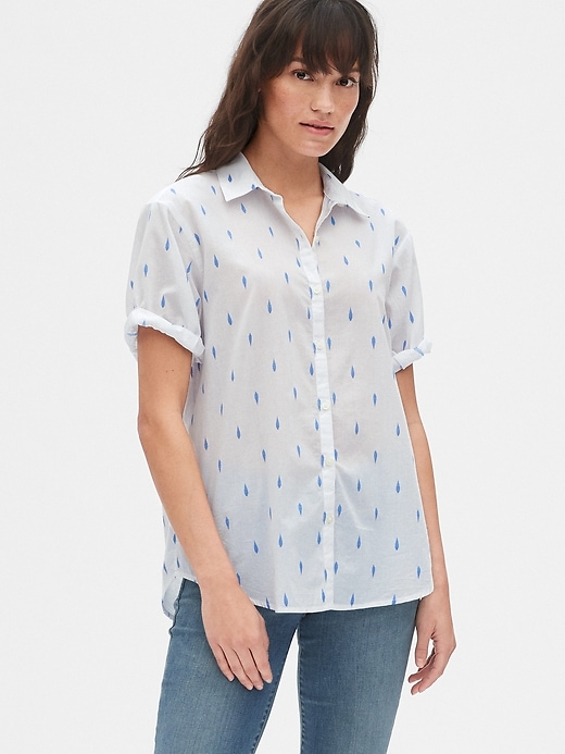 Image number 1 showing, Print Roll Sleeve Shirt
