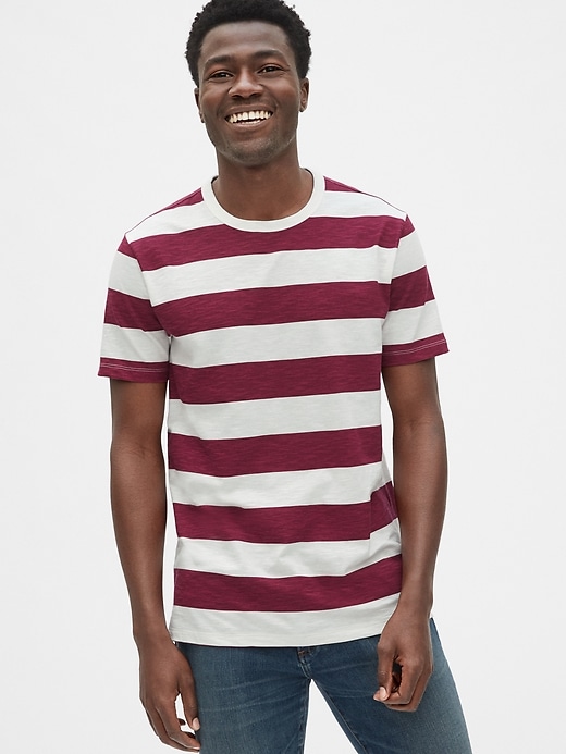 View large product image 1 of 1. Vintage Slub Jersey Stripe Crewneck T-Shirt
