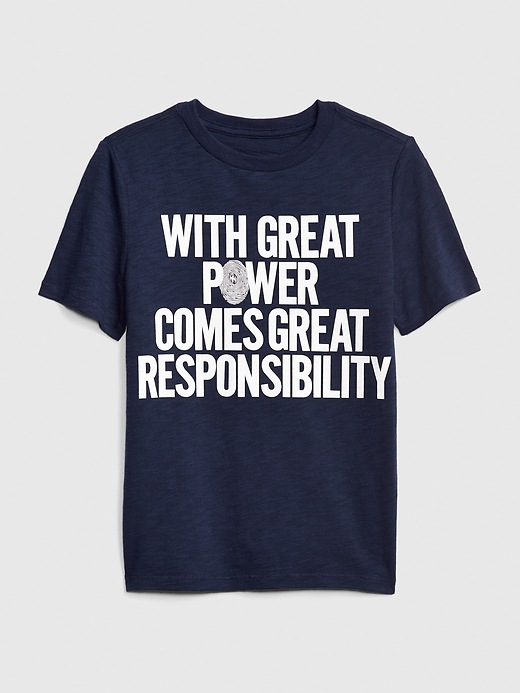 1 of 8 showing, with the color elysian blue of product GapKids &#124 Marvel Spider-Man T-Shirt