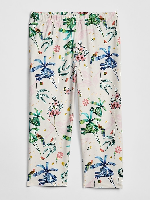 1 of 8 showing, with the color white floral print of product Kids Capri Leggings in Stretch Jersey