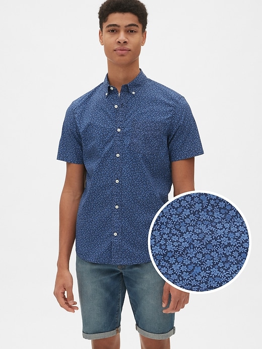 View large product image 1 of 1. Lived-In Stretch Poplin Short Sleeve Shirt